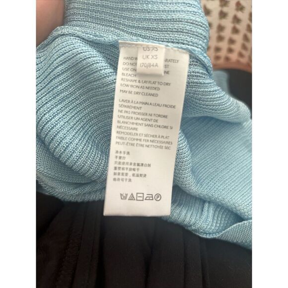 Free People Baby Blue Slinky Viscose Ribbed Cardigan Sweater Size XS - Picture 7 of 7